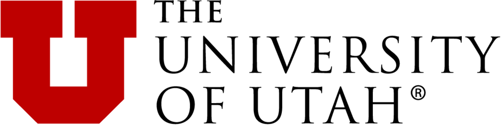 University of Utah logo featuring a large serif U in red with black serif text to the left, saying The University of Utah